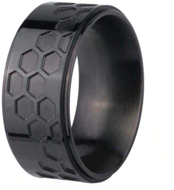 Fashion Small Dots Black Stainless Steel Ring