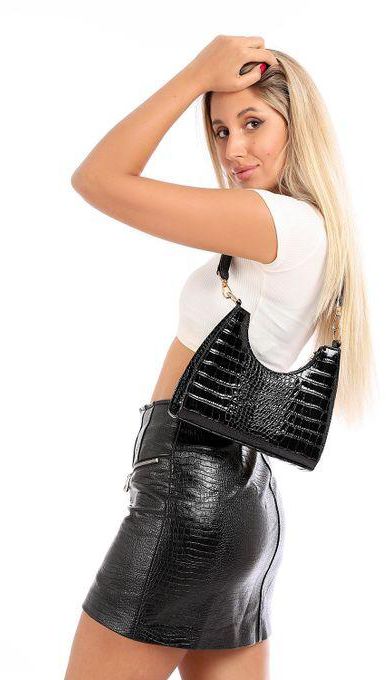Ice Club Fashionable Leather Shoulder Bag - Black