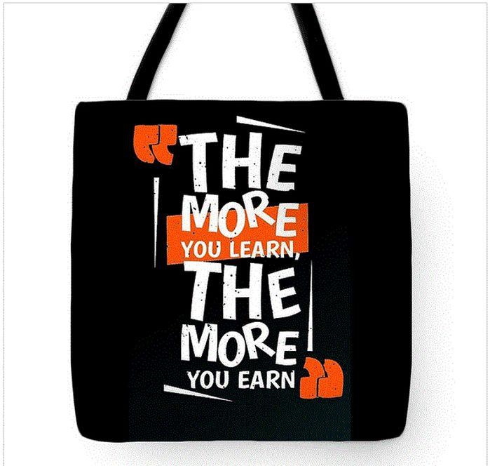 Canvas Shopping Tote Bag - Printed Words (THE MORE)