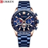 Curren 8418 Blue RoseGold Dial Watches For Men Sport Stainless Steel Wristwatches
