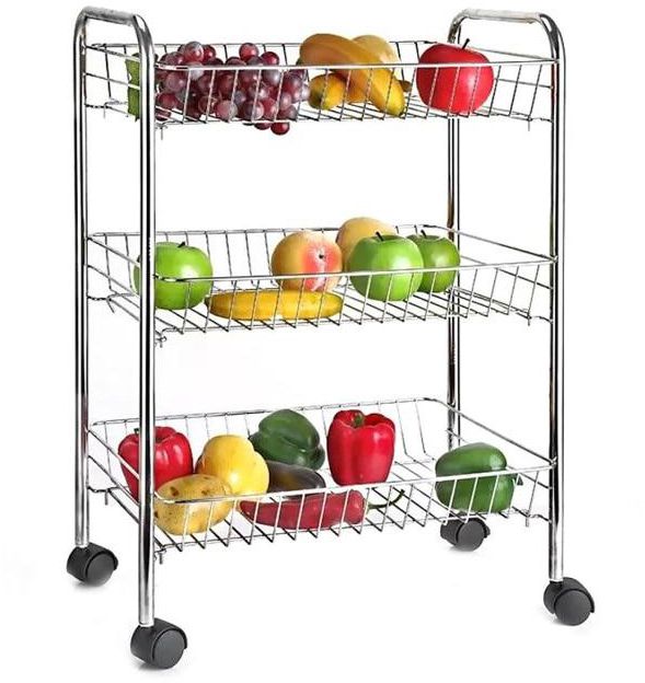 ALMUFARREJ 3 -Tier Fruit And Vegetable Storage Trolley Cart 60x43x30 centimeter