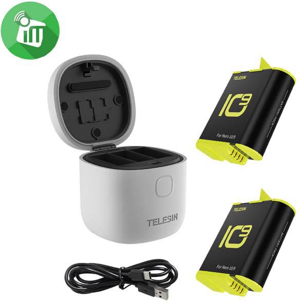 TELESIN Allin Box Portable Storage Charger with 2 Batteries for GoPro Hero 12/11/10/9