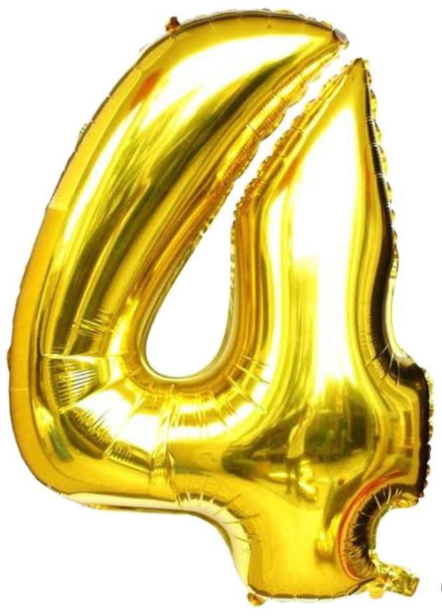 32 Inch Gold Foil Helium Balloon Number 4