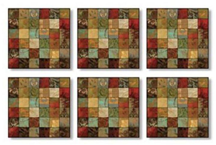 6-Piece Decorative Coaster Set Multicolour 9x9 centimeter