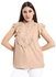 Playblu Classic Cut Blouse In Beige With A Cut On The Chest