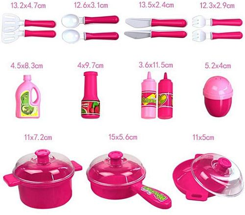 Pretend Kitchen Play Set for Kids 43 Pcs Pink Cooking Bake Food Toys Girls 