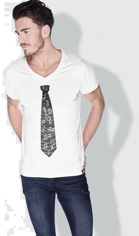 Creo Music Tie Trendy T-Shirts For Men - S, White
