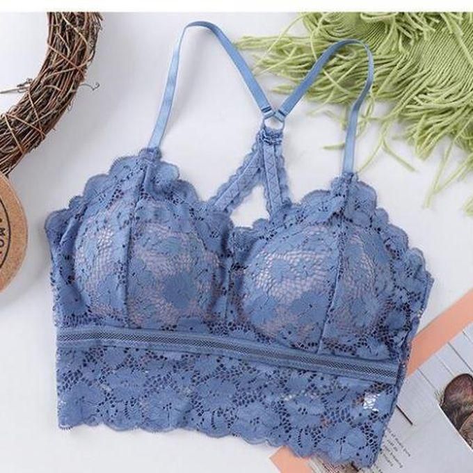 3D Fashion Fashion Free Size Lace Bralette Padded Full Cup LIGHT BLUE
