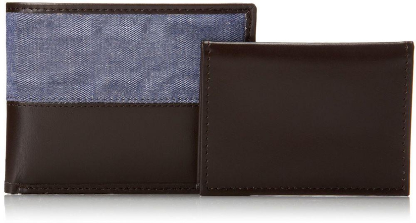 U.S. Polo Association Men Double Billfold with Chambray Inlay Wallet