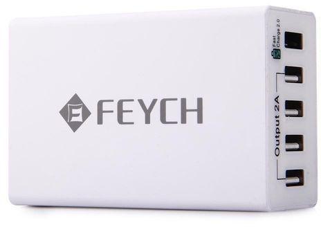 Universal FEYCH Universal Quick Charge 2.0 10A 5 Ports Power Adapter USB Charger With Cable