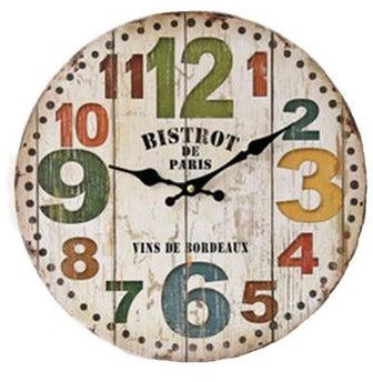 Wooden Analog Wall Clock Multicolour