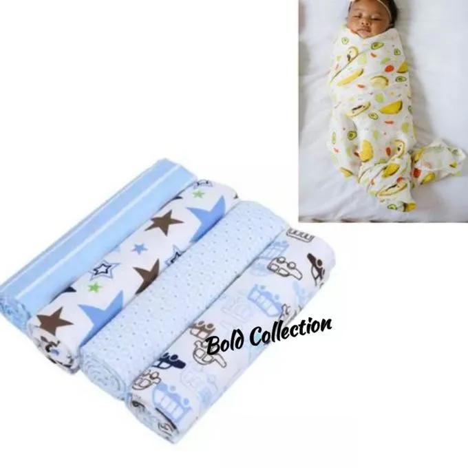 Fashion Assorted Cotton Flannel Receiving Blankets - 4 PCs