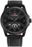 ساعة يد بعقارب وسوار من الجلد طراز NF9124 - 45 ملم - لون أسود للرجال