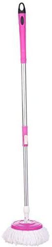 Round Floor Mop with Stainless Steel Stick and Plastic Handle - Multi Color