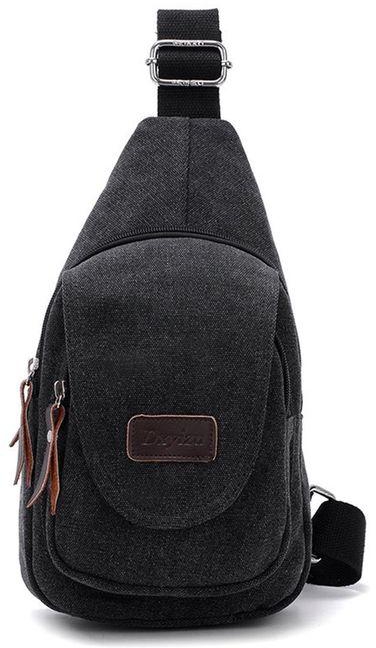 Generic Outdoor Travel Canvas Chest Pack Unisex Satchel Crossbody Bag Single Shoulder Bag - Black