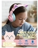 سماعة رأس بلوتوث لاسلكية بتصميم يغطي الأذن للأطفال أزرق وردي
