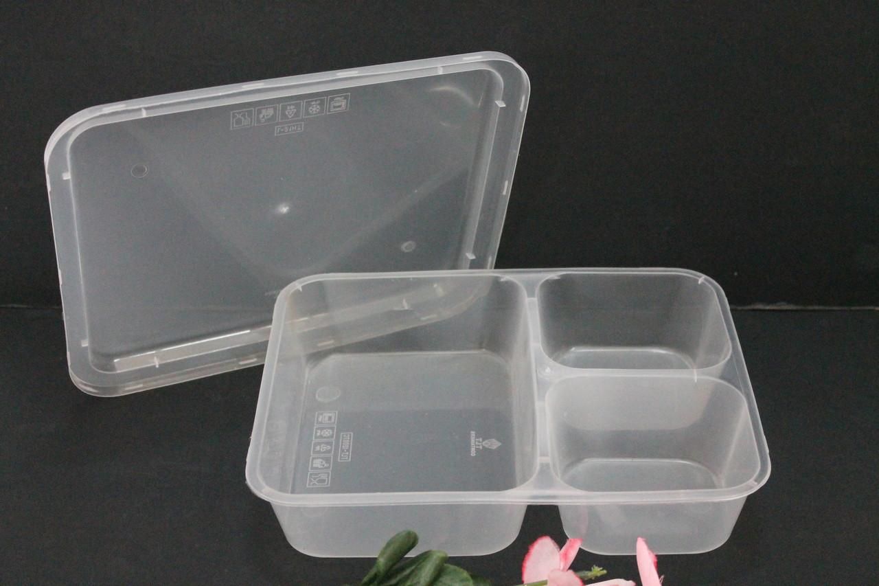E8market 10 Pcs  3 Partition container with Lid for family wedding ceremony.(half clear)