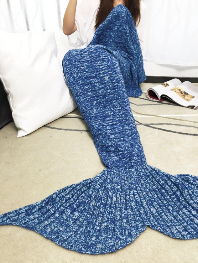 Keep Warm Acrylic Knitted Sofa Mermaid Tail Style Blanket
