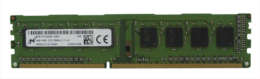 Micron MT8JTF51264AZ-1G6E1 Micron 4GB PC3-12800 DDR3-1600MHz CL11 240-Pin DIMM Single Rank Memory Module