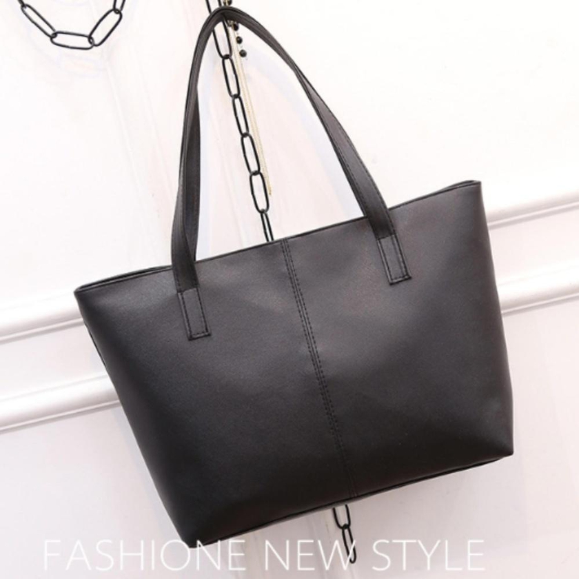 Osuki Elegant 12207 Leather Shoulder Handbag (Black)