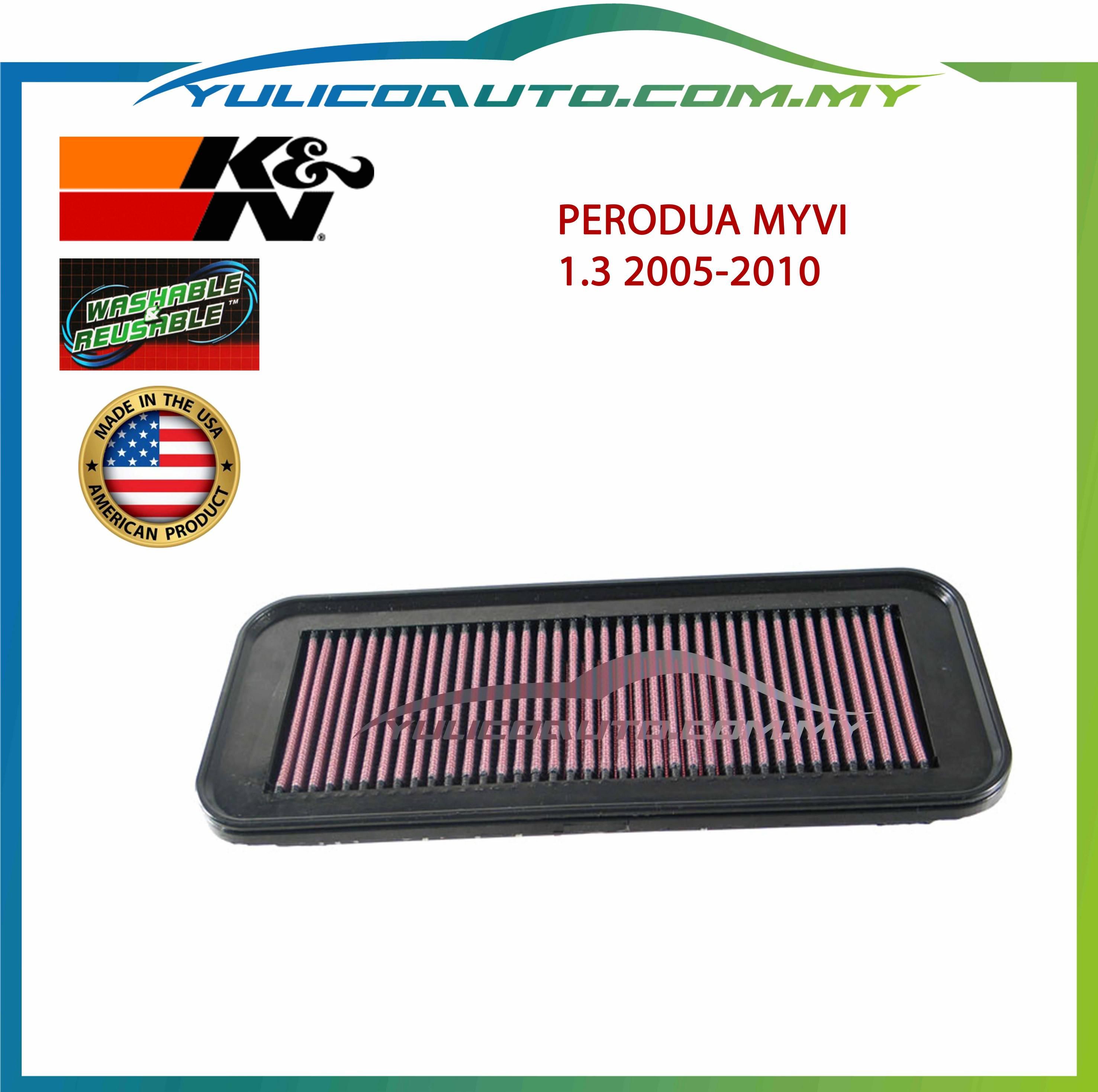 K&amp;N High Performance Washable Air Filter for Perodua Myvi 1.3/1.5 Year 2005 - 2016