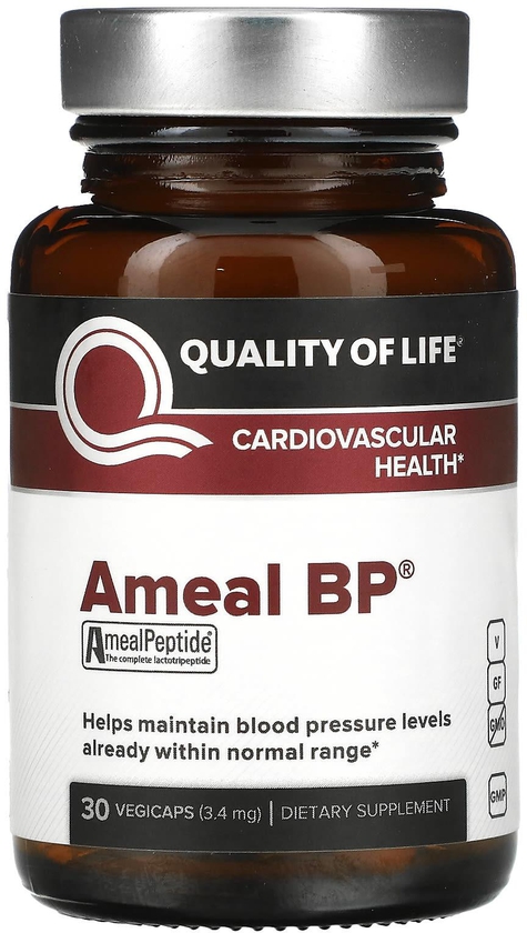 كواليتي أوف لايف لابس‏, Ameal BP، صحة القلب والأوعية الدموية، 3.4 مجم، 30 كبسولة نباتية