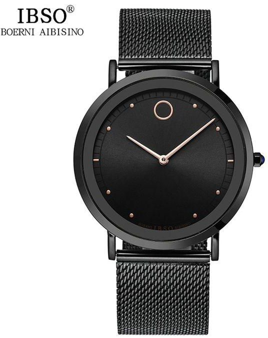 Ibso 8160SS-Black Stainless Steel Unisex Casual Watch