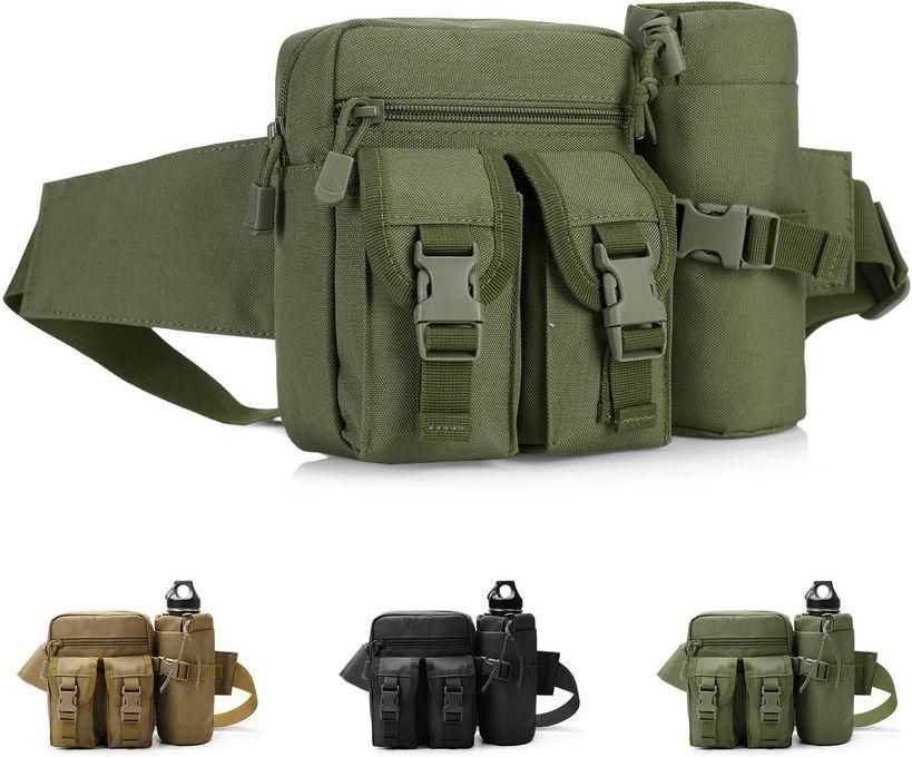 Fashion Waist Bag Belt Bag with Water Bottle Holder Small Hip Bum Bag for Hiking Climbing Fishing Outdoor Running (Green)