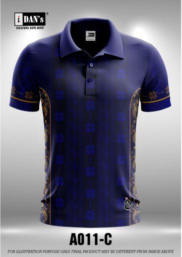 Sublimation Polo Collar Tshirt Batik Songket 10 Size A011 (As Picture)