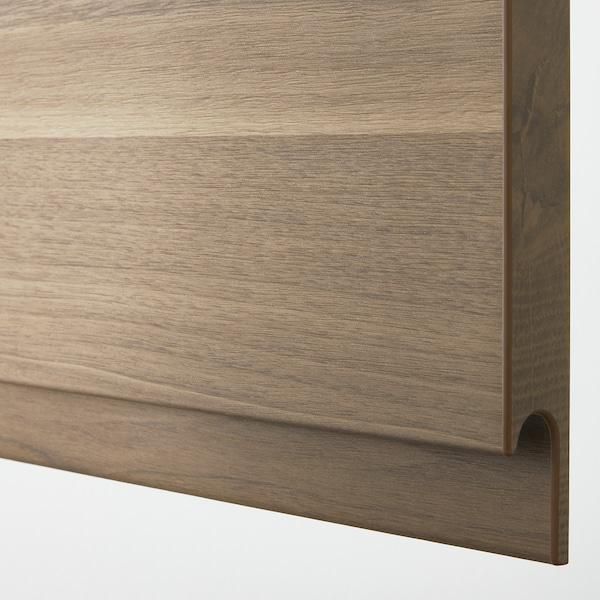 METOD Base cabinet/pull-out int fittings, black/Voxtorp walnut effect, 30x60 cm - IKEA