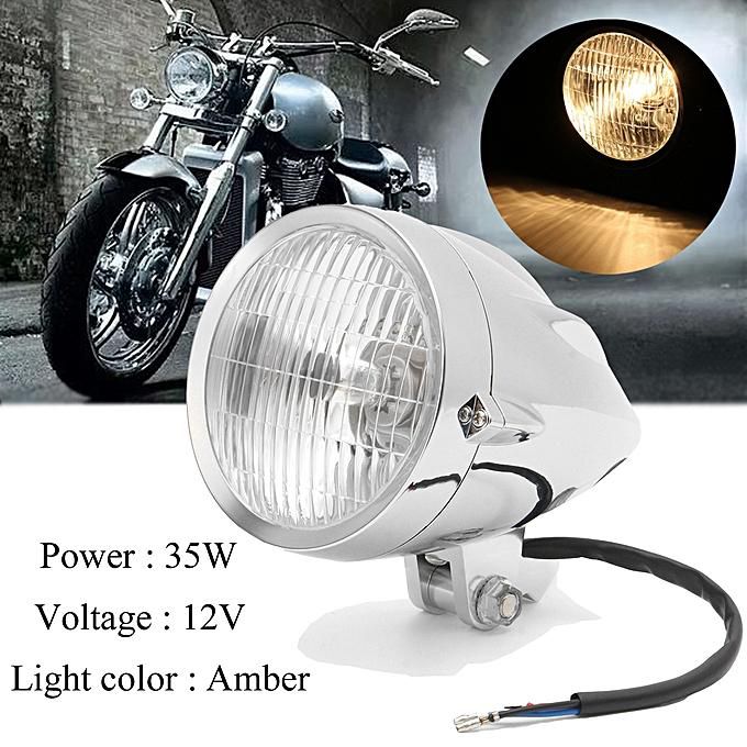 Custom Motorcycle 4.5/" Tri-Bar Visor Bullet Headlight Head Light Lamp For Harley