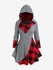 Plus Size Hooded Cable Knit Panel Mixed Media Plaid Top - M | Us 10