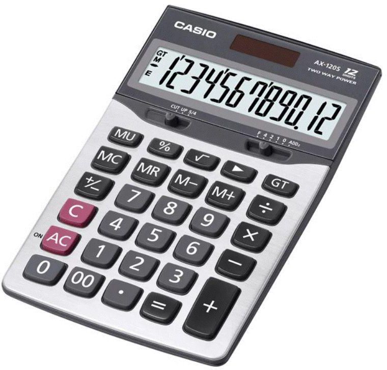 Casio Mini Desk Calculator 12 Digits Silver AX-120S-W-DP