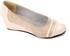 Round Toe Mix Shiny And Matte Leather Wedge - Beige