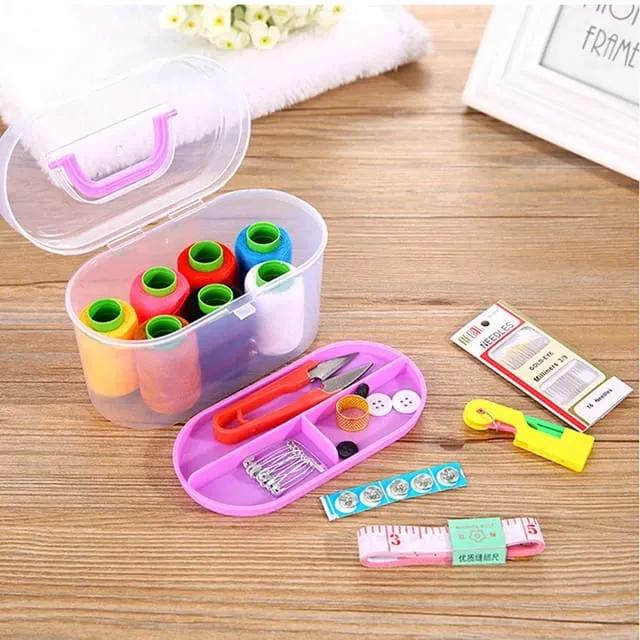 Portable Mini Travel PP Sewing Box with Color Needle Threads Sewing Kits Sewing Set DIY Home Tools CBC sewing kit