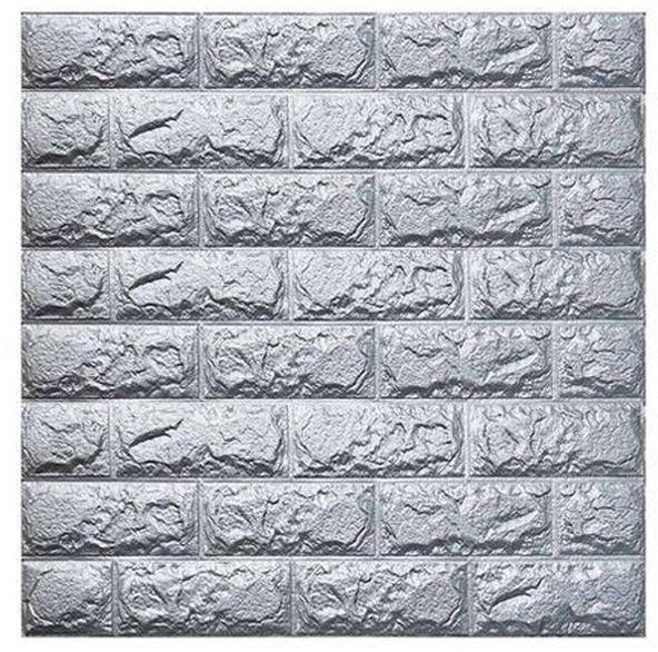 PE Foam 3D Wallpaper DIY Wall Stickers Wall Decor - Silver Grey