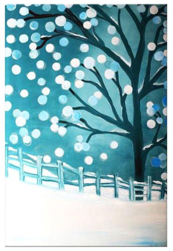 Hand Made Wall Painting Blue/White 190x125 centimeter