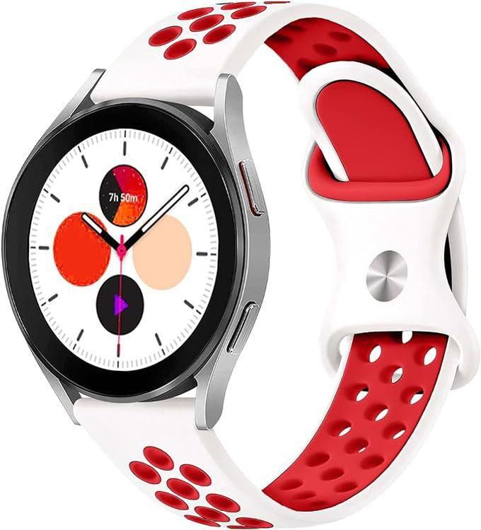 Silicone Sport Bands 22MM Strap For Samsung Galaxy Watch3 45mm /galaxy 46mm/Gear S3/Huawei Watch GT3 46MM/GT2E/GT2 Pro/GT GT2 46MM/Honor Magic Watch2 46mm/Amazfit GTR 4,3 - White/Red