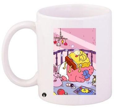 مج قهوة بطبعة من الرسومات الكرتونية "SpongeBob SquarePants" أبيض/وردي/أصفر 11أوقية
