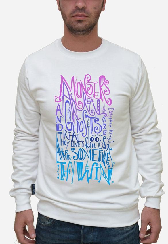Printed Monsters Are Real SweatShirt - White