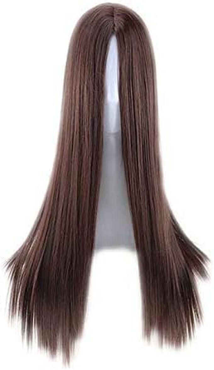 Brown Wig, Women's Long Straight Synthetic Hair Wig With A Middle Part