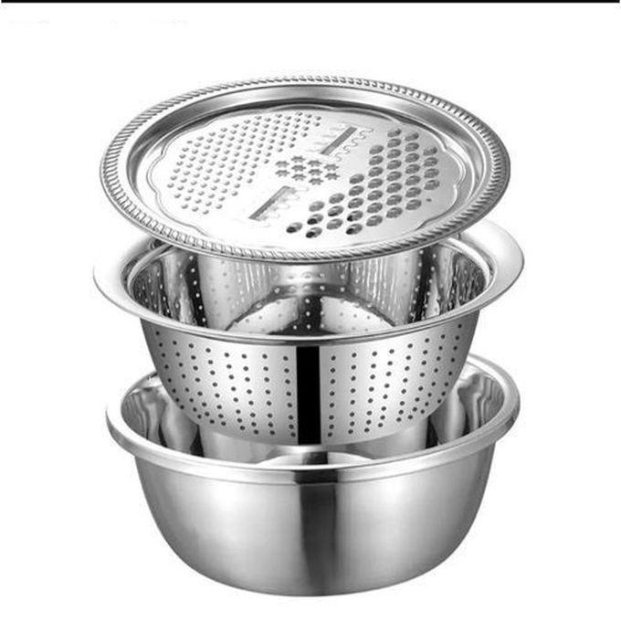 Dough Bowl, Grater, Stainless Steel 3 Pieces