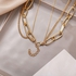 Fashion Link Chain Lock Key Pendant Chunky Layered Necklace For Women