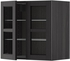 METOD Wall cabinet w shelves/2 glass drs - black/Lerhyttan black stained 60x60 cm
