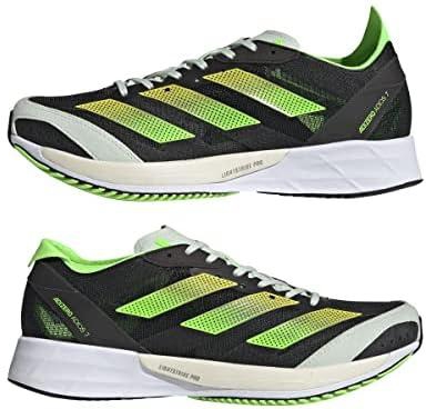 Adidas ADIZERO ADIOS 7 W Running Shoe for Women, Size 7.5, Core Black/Beam Yellow/Solar Green
