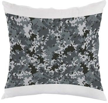 Camouflage Printed Cushion Cover Velvet Grey/White/Black 40x40centimeter