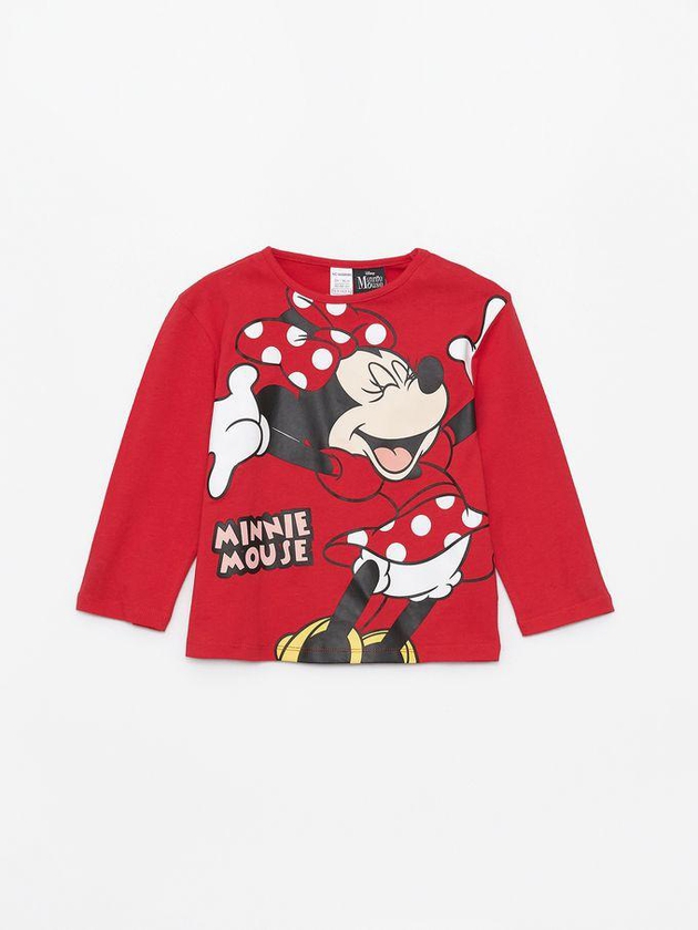 LC Waikiki Crew Neck Long Sleeve Minnie Mouse Printed Baby Girl T-Shirt