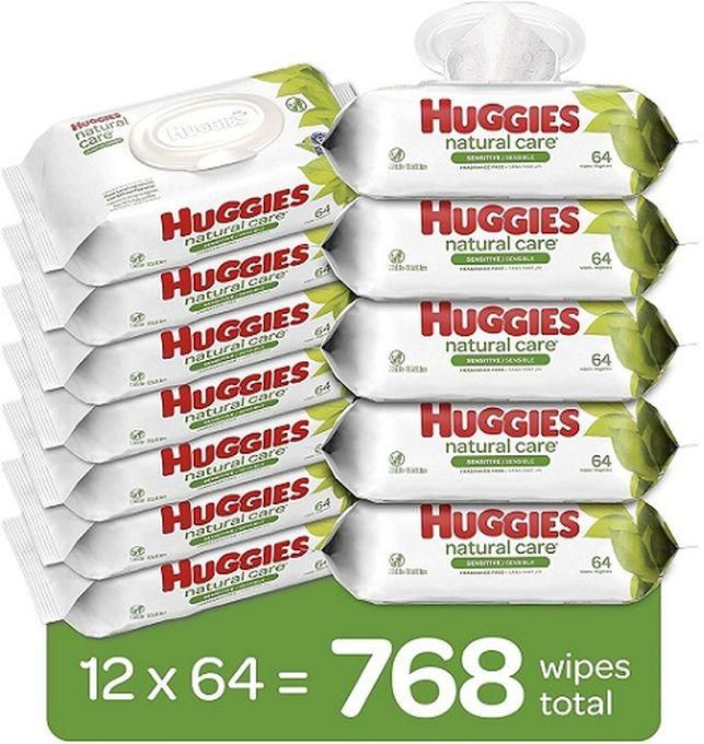 Huggies Natural Care Sensitive Baby Wipes, Unscented 12 Flip Top 768