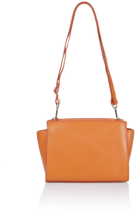 Joana and Paola Leather Bag For Women , Orange - Crossbody Bags