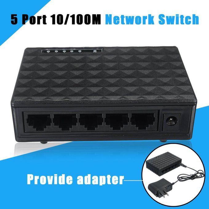 RJ45 5-Port 10/100Mbps Ethernet Network Switch Auto-MDI/MDIX Hub Black (black)